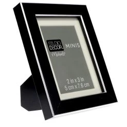 Wholesale 🛒 24 Pack: Black Ridged Mini Frame With Mat By Studio Décor® by Studio Decor 🎉