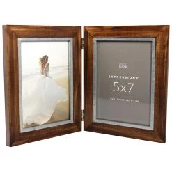 Promo 🎉 2 Opening Walnut & Silver Hinged 5" x 7" Collage Frame, Expressions™ by Studio Décor® by Studio Decor 💯 -Studio Decor Shop 10625975 3