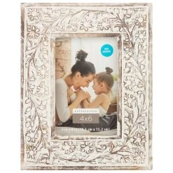 Brand new ❤️ Brown & White Floral 4" x 6" Frame, Expressions™ by Studio Décor® by Studio Decor 🎉