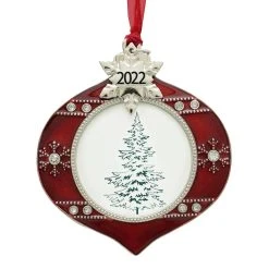 Brand new 😀 Red & Silver 2022 Onion Bulb Ornament Frame by Studio Décor® by Studio Decor ⌛